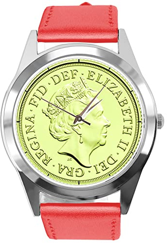 TAPORT Red Leather Round Watch for Fans of Queen