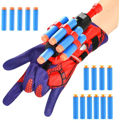 ZAZOOT 1 Set Spiderman Web Shooter, Spider Launcher Handschuhe, Spiderman Spielzeug,Handschuhe Kinder, Spiderman Web Shooter