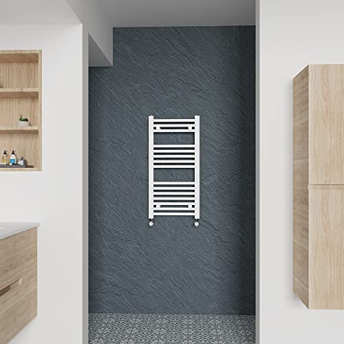 Warmehaus Straight Heated Towel Rail White Bathroom Ladder Style Radiator Central Heating 800x400mm