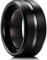 King Will 10mm Black Tungsten Carbide Wedding Band Ring Polished Finish Grooved Center Comfort Fit(12)