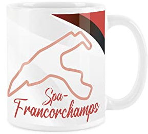 Purely Home Mug Circuits de course automobile – Spa-Francorchamps – Cadeau pour café et thé – Cadeau pour les amateurs de sport automobile