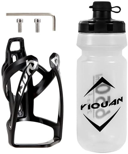 Fahrrad-Flaschenhalter-Set, Fahrrad-Wasserflaschenhalter mit Trinkflasche Universeller Fahrrad Getränkehalter mit 650ML BPA-freier Sport-Wasserflasche mit Staubverschluss für Outdoor-Radfahren