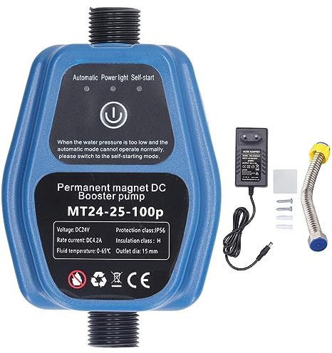 Asixxsix Pompa Booster Pressione Acqua, 100W 24V 25L 100Pa Pompa Acqua Ad Alta Pressione Controllo Automatico del Flusso d'Acqua Pompa Booster Doccia a Basso Rumore per Cucina Bagno