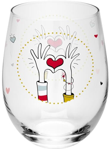 H:) PPY life Trinkglas Motiv Du, ich, wir | Glas mit Motivdruck, Wasserglas konisch, 60 cl | Geschenk Geburtstag, Verliebte, Valentinstag | 48553