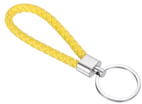 PATIKIL Geflochtener Leder Schlüsselanhänger für Damen Herren | Leder Schlüsselband Kurz Lanyard Geflochten Schlüsselbund mit Metallringe für Taschen Büro Zuhause Motorrad Auto Schlüssel