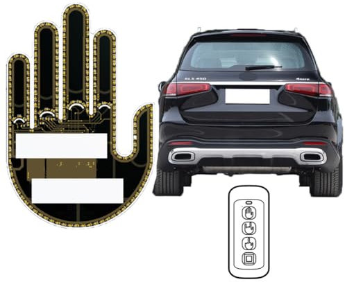 Merrwon LED-Finger-Schild für Auto, Autofenster-Fingerlicht, Finger-Up-Flick-Handlicht, LED-Gestenanzeigelampe, Autobeleuchtung interaktive