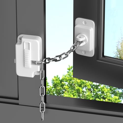 Fenstersicherung Kinder, Aosite 4 Stück Kühlschrank Schloss für UPVC, Fensterschloss mit Schlüssel, Türkette Ohne Bohren, Balkontür Sicherung Katzen, Adjustable Lock for Metal, Wooden, Sliding Door