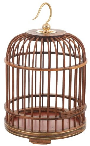 Mipcase Runder Vogelkäfig: Hängender Vogelkäfig Aus Holz Dekorativer Hängender Vogelträger Vintage- Für Wellensittiche Nymphensittiche Papageien Sittiche