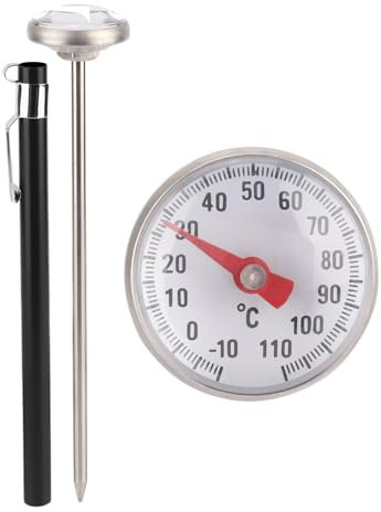 ANKROYU Milch-Thermometer, Tragbar Praktisches Thermometer zur Messung der Milchtemperatur, Edelstahl Sonde Küchenthermometer mit Deckel für Kaffee Wasser Tee Milch