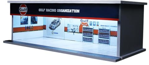 perfk Modellauto-Parkplatz im Maßstab 1:64, Druckguss-Auto-Garage-Vitrine mit Licht als Geschenk, Golföl