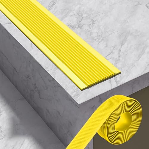 PVC Treppenkantenprofil Selbstklebend Winkelprofil Kunststoff Treppen-Kantenschutz Winkelprofil Stufenkantenprofil Für Den Außen- Und Innenbereich Anti Rutsch Streifen Treppe ( Color : Giallo , Size :