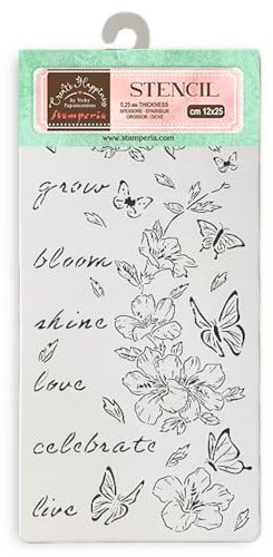 Stamperia - Thick Stencils for Scrapbooking, Albums, Card Making, Bullet Journals, and More, Flowers and Butterfly, Flexible Material, Easy to Clean, Perfect for Crafts and Gifting (Secret Diary)