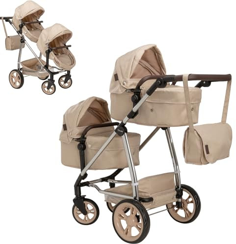 Premium Celuna Total Twin Kinderwagen | Kinderwagen, Kinderwagensystem mit 9 Spielmustern | Doppel-Puppenwagen passende Wickeltasche, höhenverstellbarer Griff und mehrere Sitzmöglichkeiten | ab 3