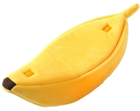 MOONDAME Katzenhöhle in Bananenform, für kleine bis große Katzen, waschbar, weiches Kissen, lustiger Bananenschlafsack