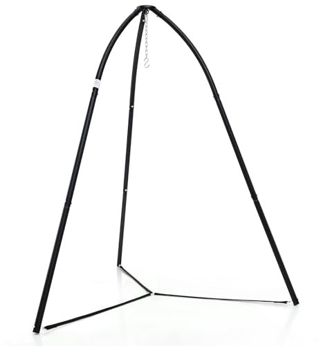 DREAMADE Hängesesselgestell Schwarz 218cm hoch, belastbar bis 200kg, Metall Gestell für Hängesessel Hängestuhl, Hängesitzständer Hängestuhlgestell aus Metall für Indoor Outdoor