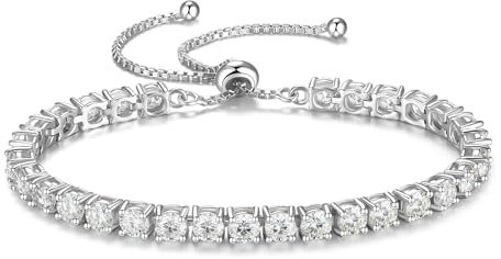 FANCIME Silber Armbnad Damen Tennis Armband mit Zirkonia, Verstellbares Glitzer Tennis Armband Schmuck Geschenke für Damen Frauen Freundin Ehefrau Mutter