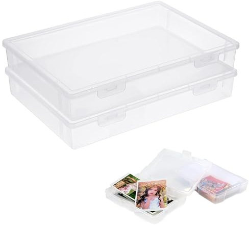 2 Almacenamiento de Fotos,Caja de Fotos Extra Grande de con de Fotos Interiores Colores,Cajas de Fotos Plástico Transparente para Almacenamiento de Foto,Semillas