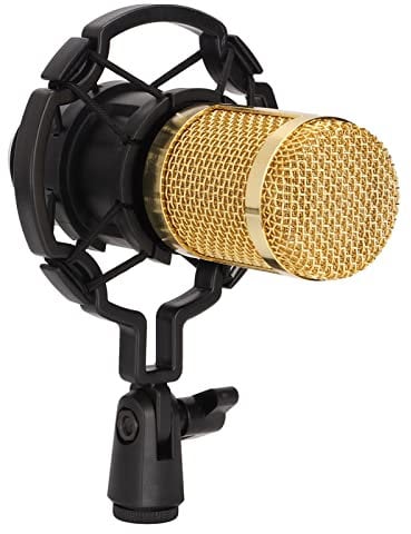 Gaming Condenser Mic, BM800 Broadcast Recording Microphone XLR to 3.5mm with Shock Mount, Studio Mic for Podcasting, Streaming, Recording,Enhanced (Black Gold)