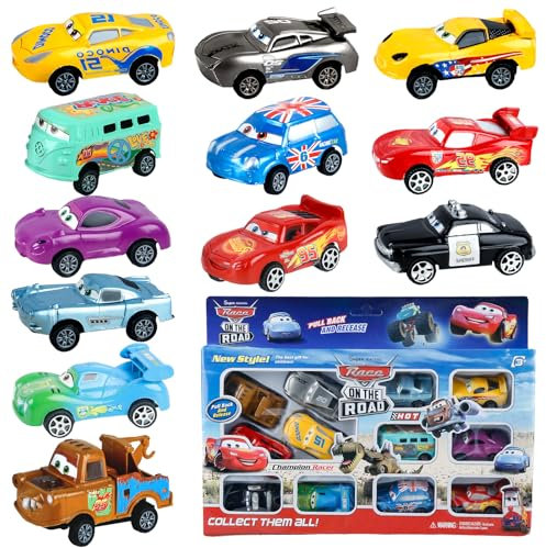 Spielzeugauto Kinder Lightning Cars Autos Set- 12 Stück Mc- Queen Kinder Spielzeug Metall Mini Die Cast Modellauto Mini Cars Spielzeug Kleine Fahrzeuge Car Toys als Geburtstag Weihnachten Geschenke
