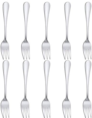 10 PCS Cake Forks,Mini Fork for Dessert Fruit Forks, Silver, Stainless Steel Small Forks, Forks Cutlery Only, Dishwasher Safe, Cutlery Starter Forks, Dessert Forks for Home Kitchen & Restaurant
