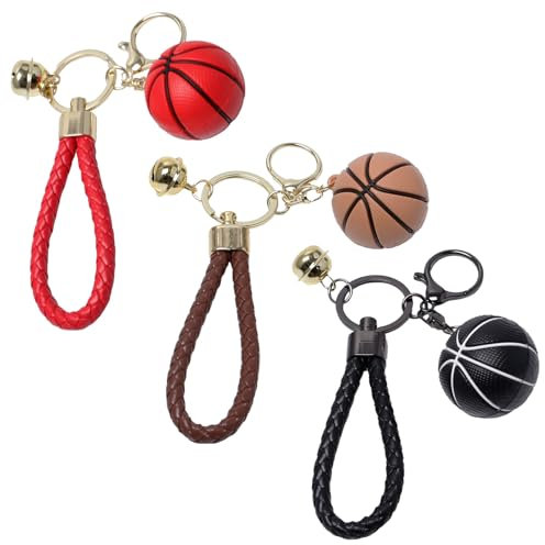 Neikafan Porte Clef Basketball Lot 3 Pièces Keychain Basketball Porte-clés Fantaisie en Forme de Balle de Sport pour Garçons, Fans de Sport, Cadeau Inspirant Porte Clef Basketball