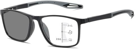 Progressive Multifocus Reading Glasses Blue Light Blocking Multifocal Computer Readers(Black/Grey,1.0 x)