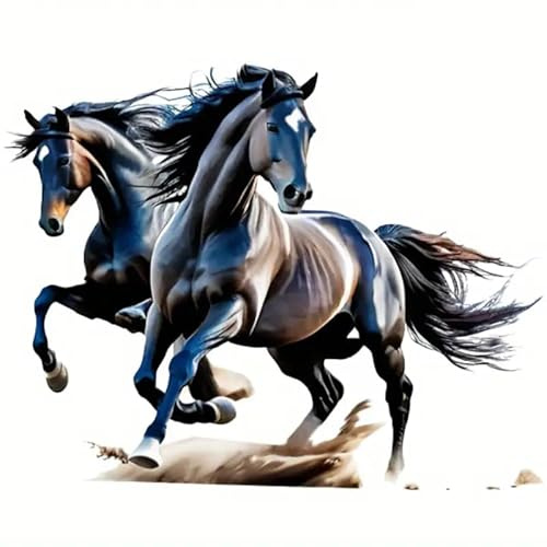 Two Horses PVC Vinyl Car Decals Stickers Waterproof Self-Adhesive Decals for Cars, Laptops, Trucks, Motorcycles Wall Window Luggage Scratch Cover Door Decor Sticker