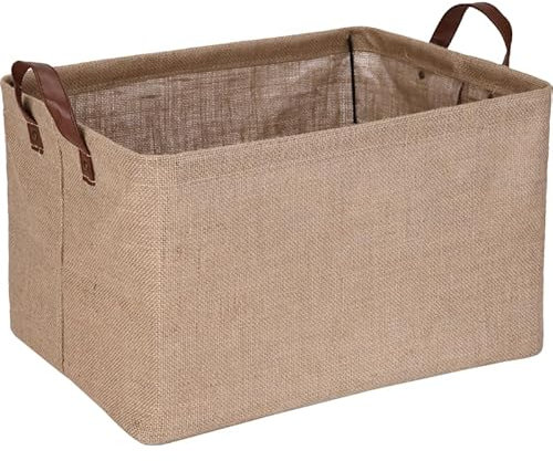 Sea Team Robuster Jute Aufbewahrungskorb mit Stützrahmen (42x30x25 cm) - Stabiler Organizer für Regale & Schränke, Wohnaccessoire