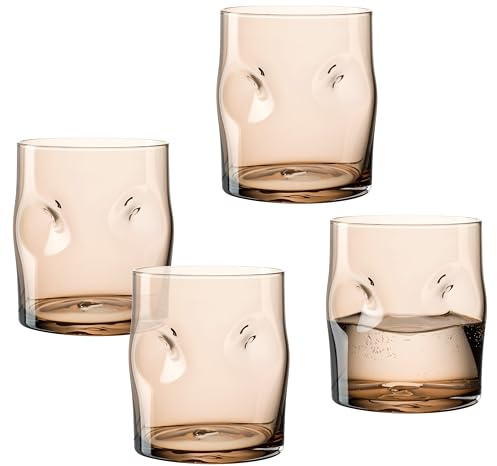 LEONARDO HOME VESUVIO Trinkglas • 4 Stück • 4 Farbgläser • Blaseneinschlüsse • Strukturoptik • Charakterstark • Getränkeglas • Wasserbecher • Softdrinks • Spülmaschinengeeignet • 300 ml • 077372