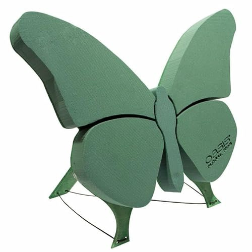 INNA-Glas Oasis Nass Steckschwamm Schmetterling SIRAYA, grün, 56x40x6cm | Bioline Holzunterlage, Holzständer - Nasssteckschaum