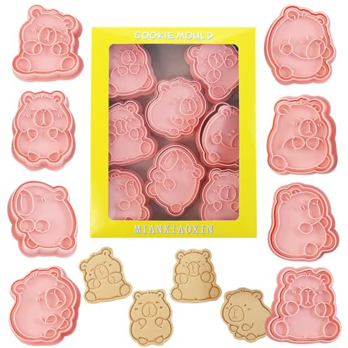 MEZHEN Capybara Ausstechformen Capybara Ausstechform Einschulung Ausstecher Backform Tiere Keksausstecher Fondant Ausstecher Plätzchenformen Deko Geburtstag Keksformen 8 Stück