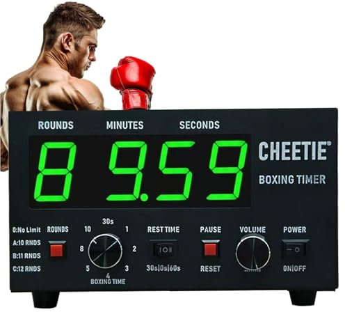 COUCHO Minuteur d'intervalles de Boxe Classique, minuteur Professionnel avec écran LED, durée d'entraînement et Temps de Cycle en Option, Son réglable, minuteur d'intervalles de Fitness(Green)