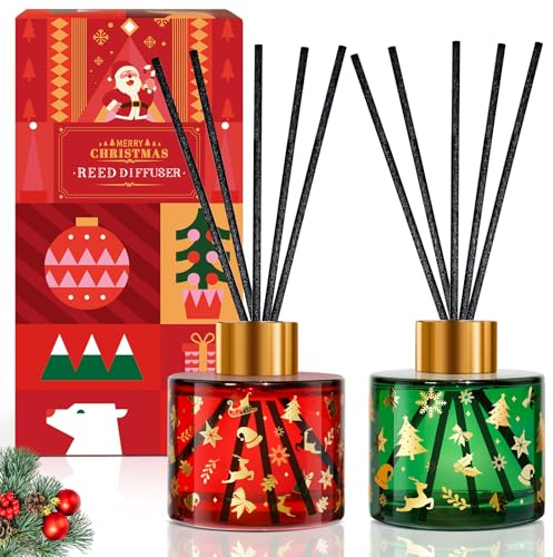 SCENTORINI Christmas Reed Diffuser Gift Set Sweet Home Christmas Wreath | Includes 200ml Total Fragrance and 12 Reed Sticks, Beautifully Packaged for Gift Giving, Home Decor and Holiday Occasions
