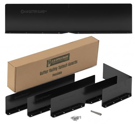 A-M Gutter Guard Gutter Valley Splash Guards – 4 Pack Black | Includes Stainless Steel Zip Screws & 1/4 Hex Bit | Bendable Aluminum Design Prevents Overflow| 22-Gauge Aluminum (.0275/.7mm)