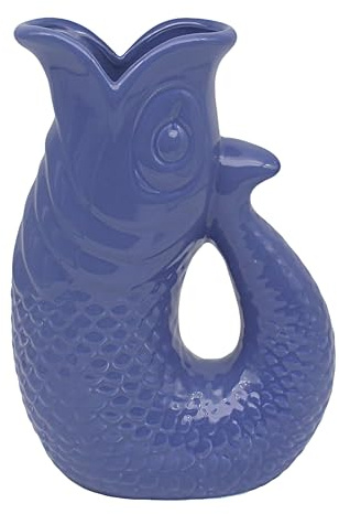 Lesser & Pavey Fish Jug Vase Blue 26cm | Decorative Ceramic Flower Jug for Fresh & Artificial Bouquets | Stylish Home Décor Vase Alternative to Glass & Small Flower Vases