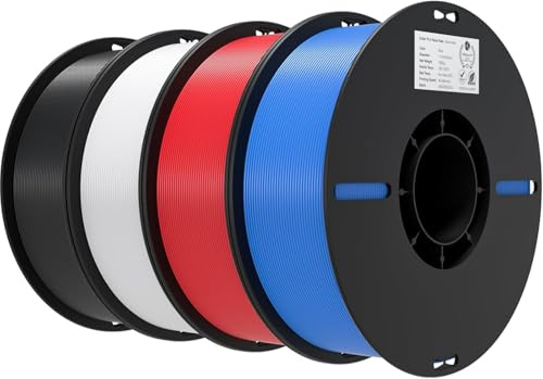 Creality Ender PLA Filament 1,75mm, Schwarz Weiß Rot Blau, 4er-Pack 1kg Spulen, Maßgenauigkeit ±0,03mm, PLA Filament für 3D-Drucker, kompatibel mit FFF Druckern, hohe Druckqualität
