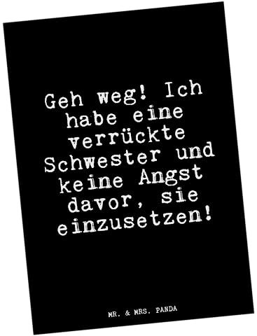 Mr. & Mrs. Panda Postkarte Geh weg! Ich habe... - Geschenk, beste Schwester der Welt, Schwester, Geschenkkarte, Glizer Spruch Sprüche Weisheiten