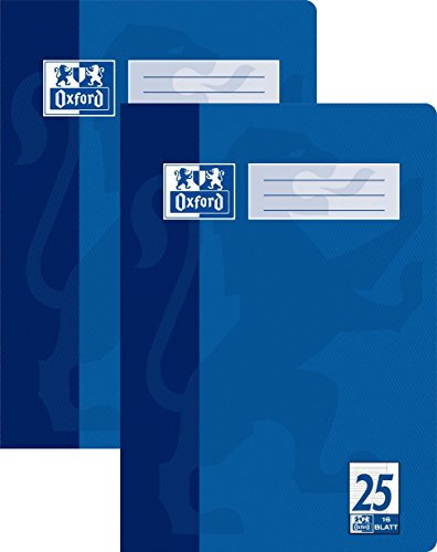 2x Oxford Schulheft A4 Lineatur 25 liniert mit Rand