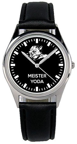 KIESENBERG Armbanduhr Meister Yoda Geschenk Artikel Idee Fan Damen Herren Unisex Analog Quartz Lederarmband Uhr 36mm Durchmesser B-1852
