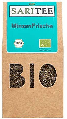 SARITEE Bio MinzenFrische lose Feinschnitt I Pfefferminztee mit erlesener Pfefferminze aus kontrolliert biologischem Anbau I Pfefferminztee lose I Pfefferminztee Bio I Premium Tee I Teemischung 60 g