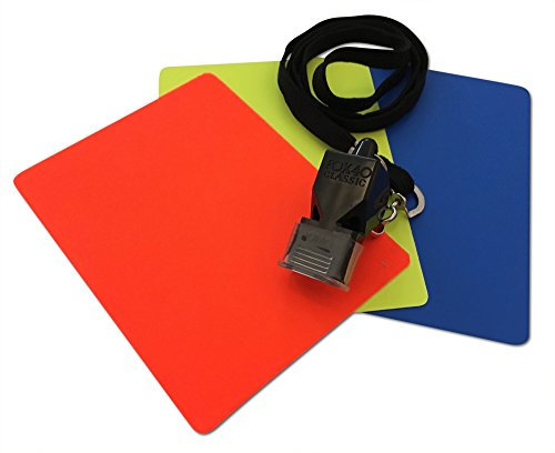 referee at work Schiedsrichter Set Handball mit Pfeife und Disziplinarkarten Rot, Gelb und Blau, 4-teilig (Handball)