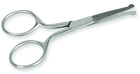 Gima - Absolut sichere Nasen- und Ohrhaarschere, mit geraden und abgerundeten Enden, aus rostfreiem Edelstahl, Länge 9 cm.