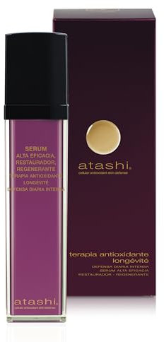 Atashi Antioxidant, Hochwirksames Restaurierendes Regenerations-Serum, Feuchtigkeitsspendend, Glättend, Verbessert Leuchtkraft + Elastizität, Hyaluronsäure, Vitamin C, E, CoQ10, 50 ml