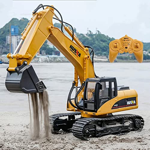 1:14 RC Bagger 1550-2,4 GHz Baustellenfahrzeug mit Licht und Sound, Schaufel aus Metall, Aufnahmemodus und umfangreichen Steuerungsmöglichkeiten inkl. Zusatzakku