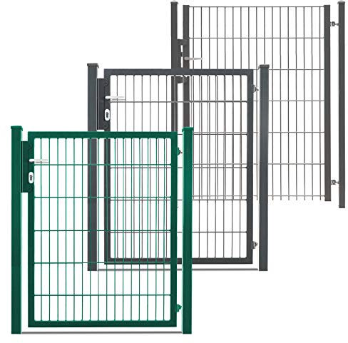 HORI® Gartentor für Doppelstabmattenzaun I Gartentür anthrazit-grau I inkl. Schloss & Beschlag I Wetterfestes Tor für Garten, Hof & Einfahrt I Modell Premium I Höhe 143 cm