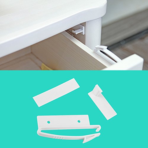 Hztyyier 4Pcs Kindersicherung für Schubladen, Baby Unsichtbares Sicherheit Schubladenschloss Türsicherheitsschloss für Kinder