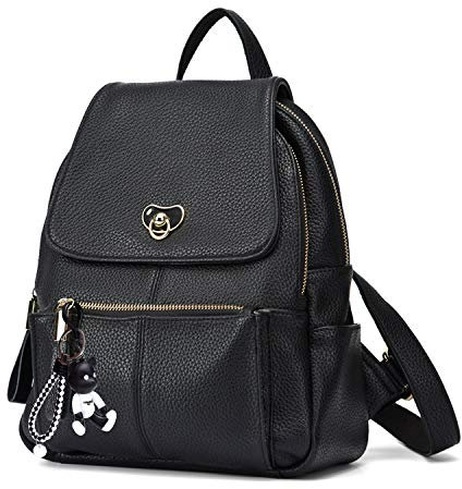 AINUOEY Femme Sac a Dos Sacs à Main Portés Bandouliere Feminin Ados Original PU Cuir 73502 1pc Ensemble Noir