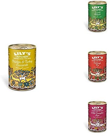 Lily's Kitchen Adult Dog Food - Chicken and Turkey Casserole, Cottage Pie Beef and Vegetable, Wild Campfire Stew, Lamb Hotpot Complete Wet Food (6 x 400g)