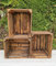 PYXIDAS Wooden Crates Dark color Burn Effect Vintage - set of 3 Fruit Boxes, dimensions 50x40x30 cm - medium size, can be used as storage or decorative, durable and clean, solid storage crate