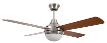 TECHBREY Ventilador de Techo con Luz y Mando a Distancia Navy Niquel 110cm Motor AC, Color Aspas Reversibles Madera y Níquel